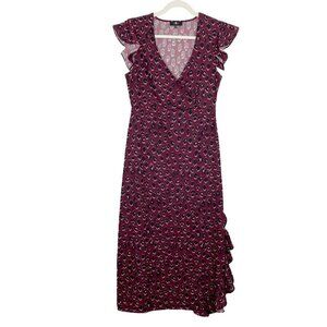 7 For All Mankind Midi Dress Womens Size XS Burgundy Leopard 7FAM